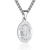RS Saint St Michael/Christopher/Jude/Benedict/Joseph/Anthony Medal Necklace for Men Boys 24 In Religious gifts