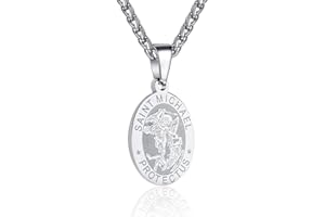 RS Saint St Michael/Christopher/Jude/Benedict/Joseph/Anthony Medal Necklace for Men Boys 24 In Religious gifts