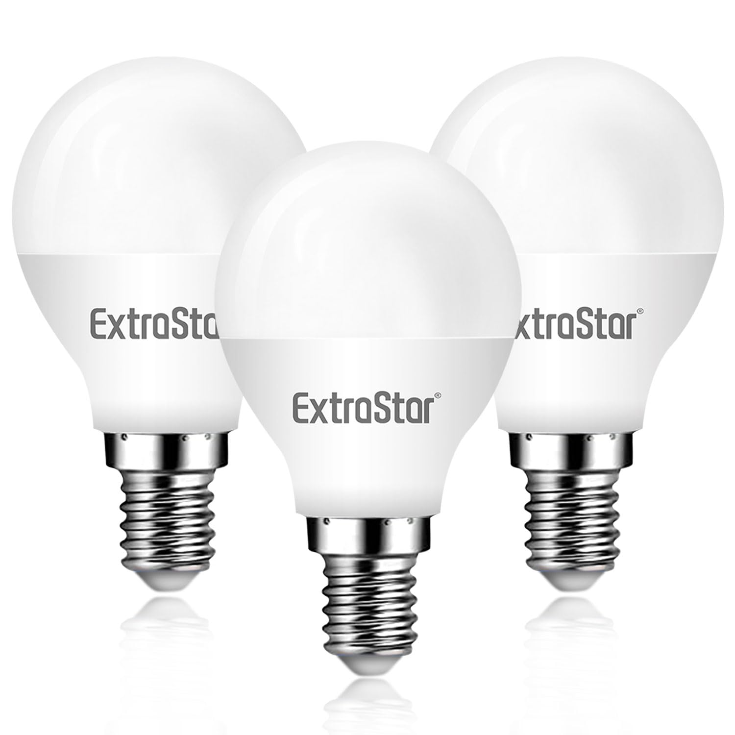 EXTRASTAR E14 LED SES Golf Ball Bulbs, 6W Small Edison Screw G45 Bulb, Cool White 6500K Daylight Energy Saving Light Bulb, 42W Equivalent, 510LM, Non-Dimmable, Pack of 3