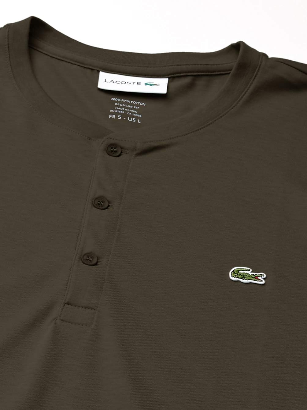 Lacoste Men's Short Sleeve Henley Jersey Pima T-Shirt at  Men’s Clothing store
