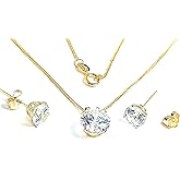 3.5ct Diamond Solitaire Necklace Earring Set SOLID 18K GOLD Jewellery sets for women 6MM DIAMONDS HANDMADE DESIGNER Jewelry for her Solitaire diamond Jewelry Necklace pendant earrings gold 18 carat