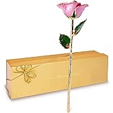 Forever Rose Gold Trimmed Pink Open Bloom Real Rose Dipped in 24K Gold, Ready to Gift, Presented in Luxury Gift Box with Bow, Unique & Everlasting Gift for Any Occasion