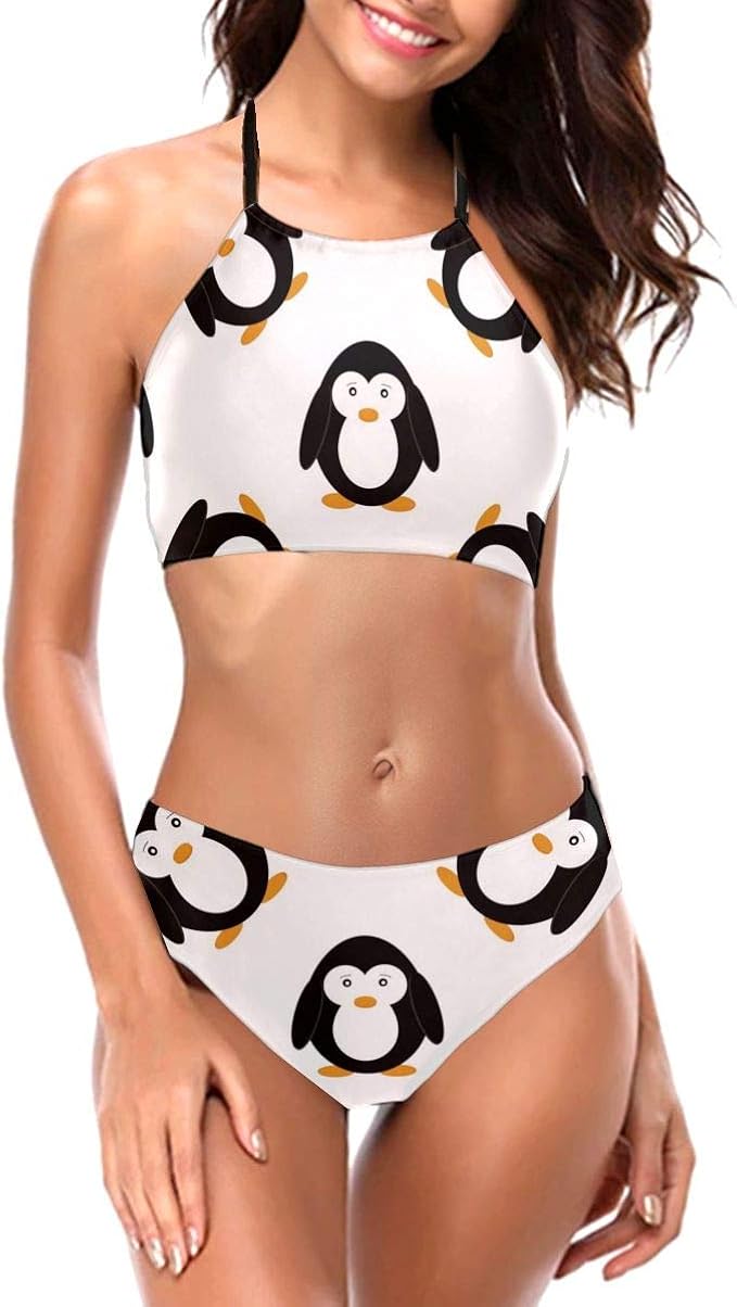 Amazon ペンギンかわいいペンギンツーピースビキニ水着女性用水着水着 ビキニ セパレーツ 通販