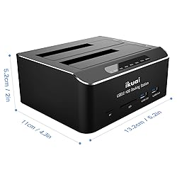 ikuai SATA to USB 3.0 Dual Bay Hard Drive Dock for