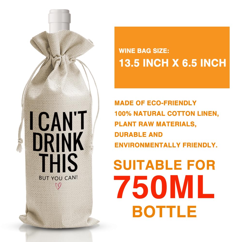 DOI-LANEE I Can't Drink This But You Can Pregnancy Announcements Wine Bag Baby Announcement Wine Bag for Family Pregnancy Reveal Ideas Grandparents Gifts