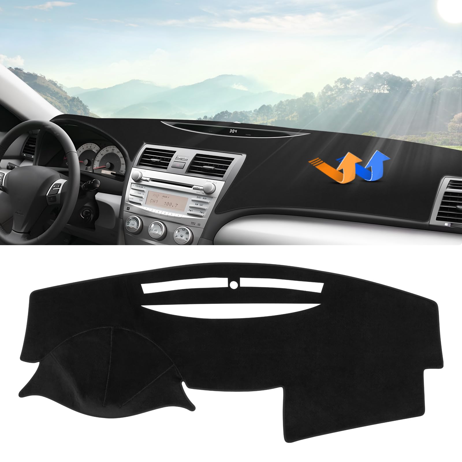 Photo 1 of Autorder Dashboard Cover Mat for 2007-2011 Toyota Camry Accessories Dash Cover Upgrade Velvet Dash Mat Sunshade Glare UV Rays Protector