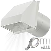 HG Power 8 Inch Wall Vent, Galvanized Steel Exhaust Cover with Damper | 8 inch exhaust vent with magnetic damper &amp; mesh screen &ndash; for kitchen, garage, basement, HVAC &ndash; rustproof, tool-free cleaning