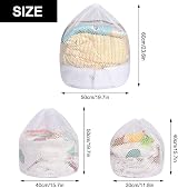 Flintronic 3PCS Drawstring Mesh Laundry Bags 30x40 40x50 50x60 Coarse Mesh view 2