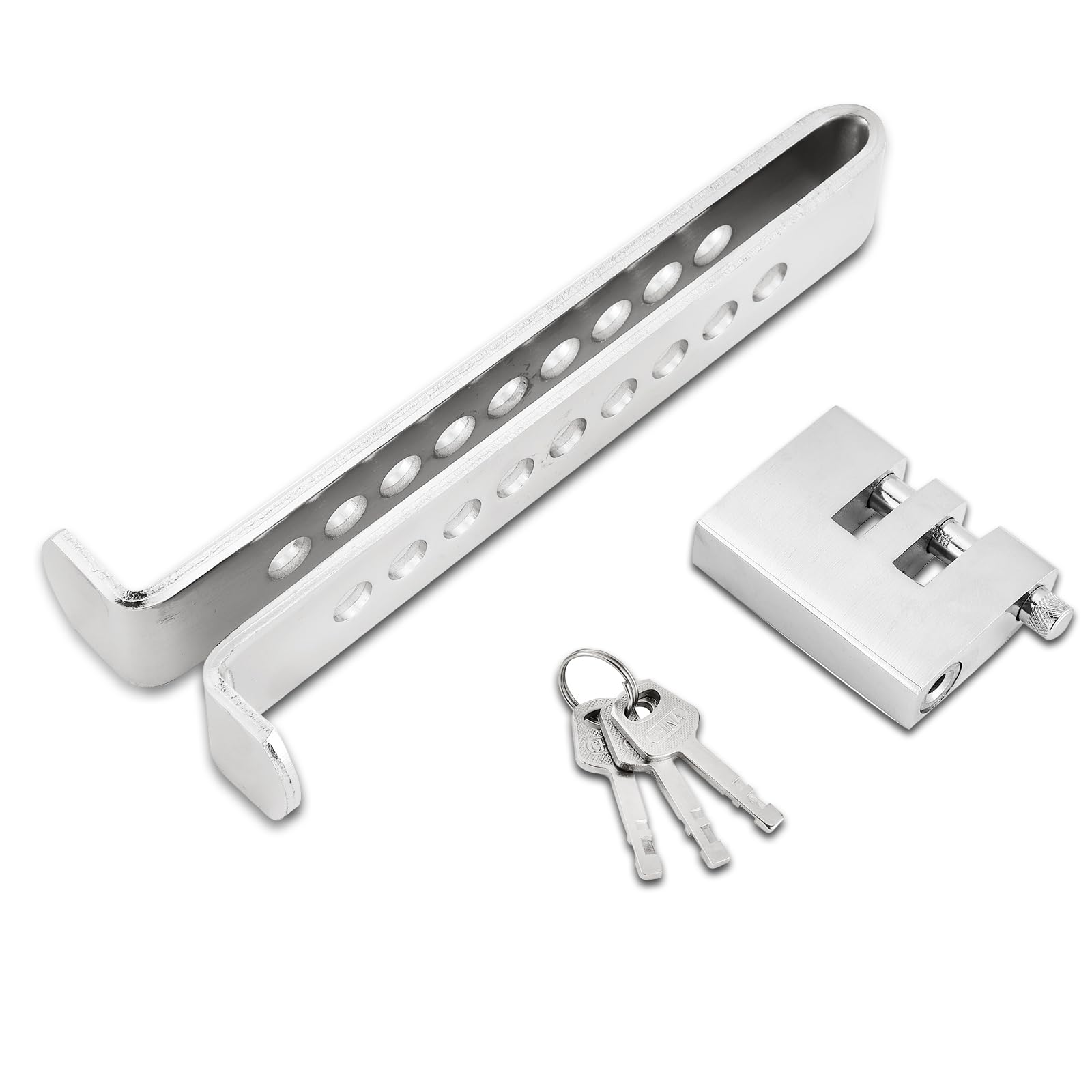 Photo 1 of ***MISSING KEY(S)*** DASBET Anti-Theft Brake Clutch Lock 9 Holes Anti-Theft Device Safety Tool Stainless Steel Vehicle Brake Pedal Lock with 3 Keys Compatible for Pedals Less Than 0.54 inches/13.9mm