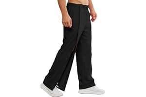 Deyeek Tear Away Pants for Men Easy Open Side Wide Leg Post Surgery Pants Soft Adaptive Breakaway Sweatpants with Pockets