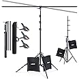 LINCO Lincostore T-Shape Portable Background Backdrop Support Stand Kit 6.7ft Wide 9.5ft Tall Adjustable Photo Backdrop Stand with 3 Clamps