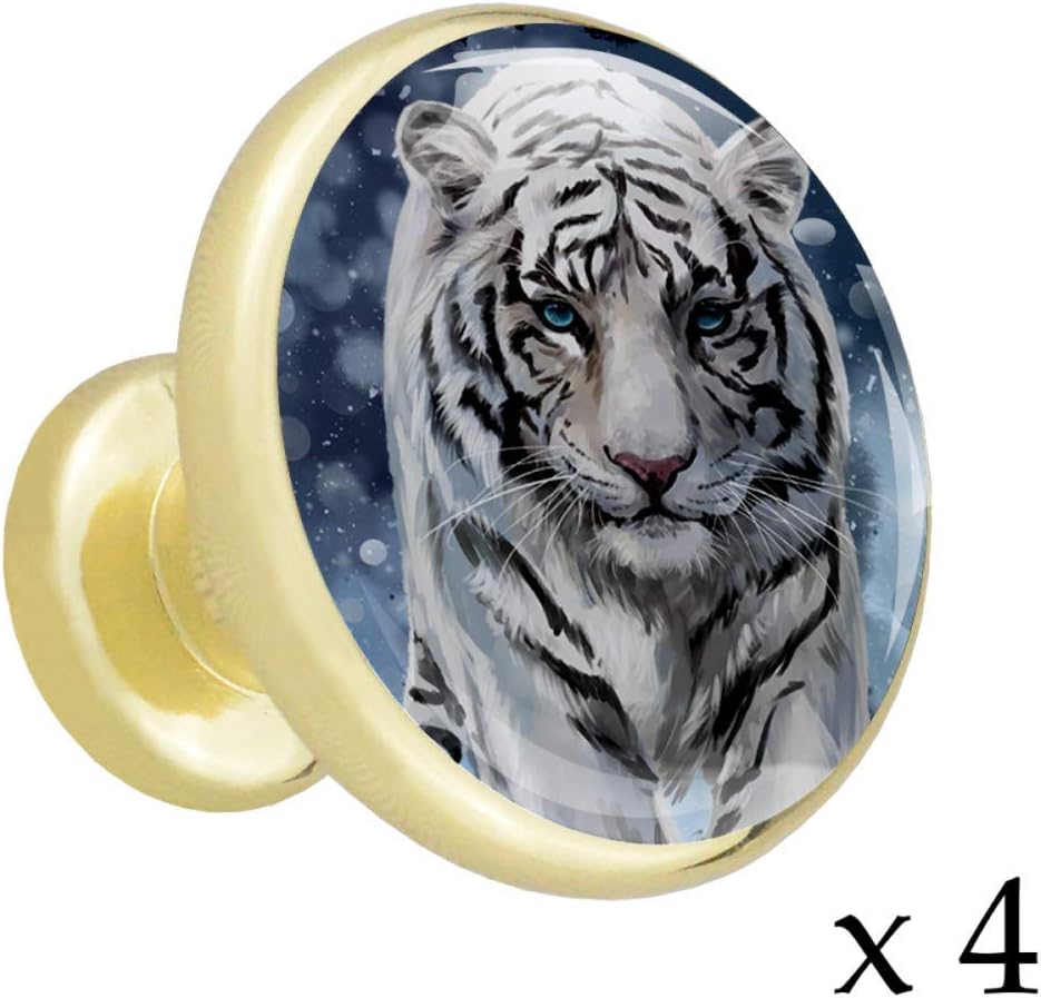 Löwentier Z007 4 Stück Crystal Gold Knöpfe Runde Metall Küchenschrank