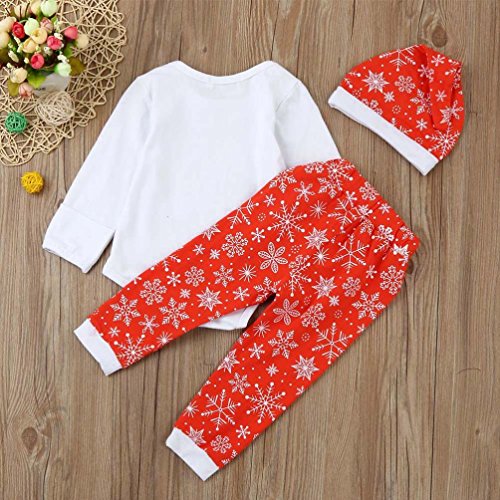 Kintaz Newborn Baby Boy Girl Christmas Outfits,My First Christmas Long Sleeve Bodysuit Romper+Xmas Snowflake Pants+Hat Infant 3Pcs/Set (24Month)