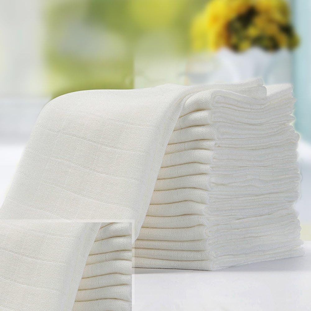 OBloved Prefold Cloth Diapers Breathable Washable Baby Gauze Diapers High Absorbency Soft Reusable Flat Cloth Diapers Prefect for Baby Shower (10 Pack)