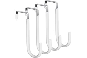 HOOSUN 4 Pack Over The Door Hooks,5 in Hooks for Hanging Heavy Duty Door Hanger,Towel Hanger Hook Holders,Over Door Hangers Hooks Door Hanger Hooks for Hanging Clothes,Towels,Hats,Coats,Bags (White)