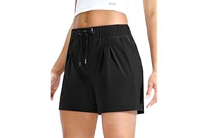 MIER Running Shorts for Women Quick Dry Soft Stretch Workout Athletic Gym Sports Active Shorts with Pockets, 4 Inch Inseam