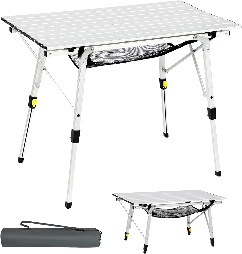 Portal Folding Camping Table 90x53 cm with Adjustable Legs Aluminium