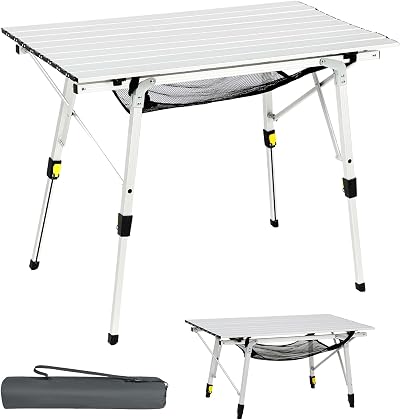 Portal Folding Camping Table 90x53 cm with Adjustable Legs Aluminium
