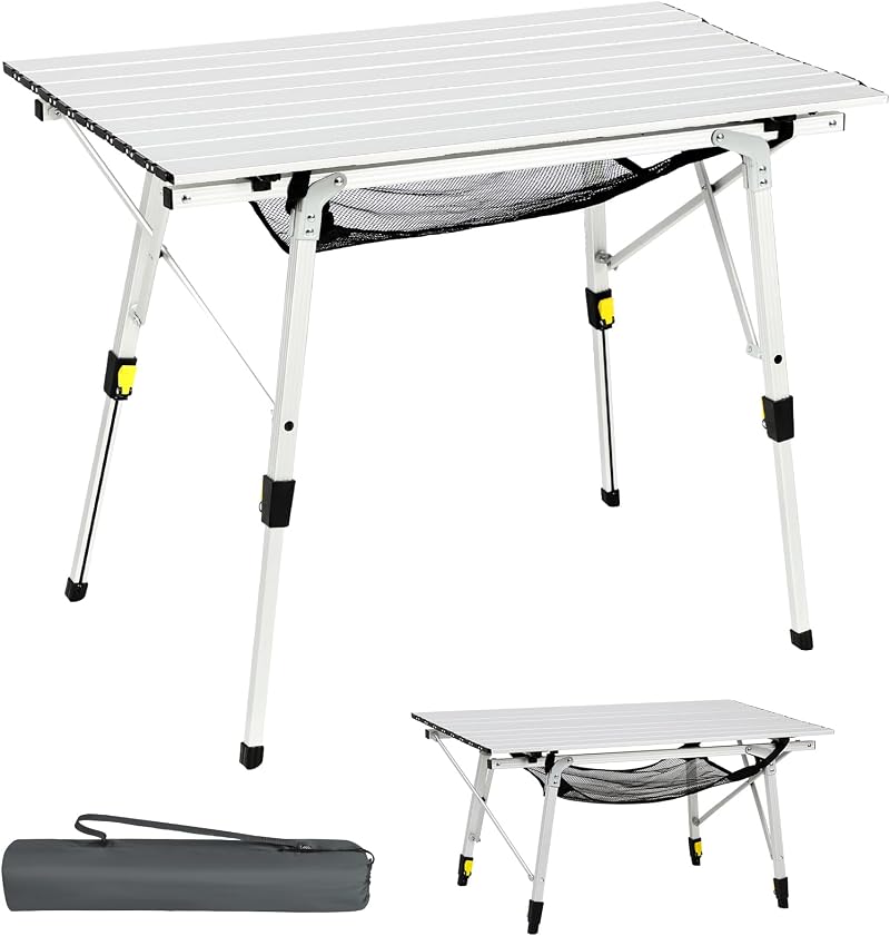 Portal Folding Camping Table 90x53 cm with Adjustable Legs Aluminium
