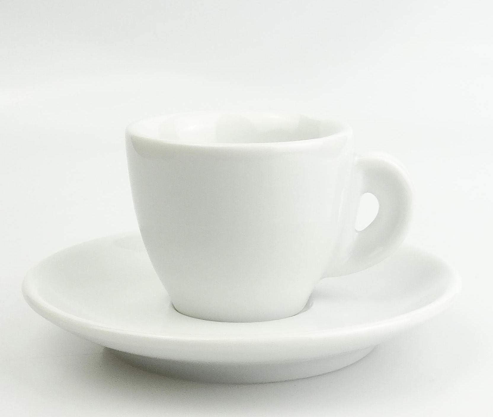 Moka Consorten Extra Thick (8.5 mm) Italian Espresso Cup Bari Capacity (up to the top): 50 ml White Handmade 6 Cups and 6 Saucers Made in Italy