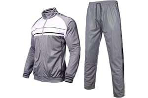 Megub Men's tracksuit 2 pieces,zip up side striped jogger set casual sweat suit for men outwear