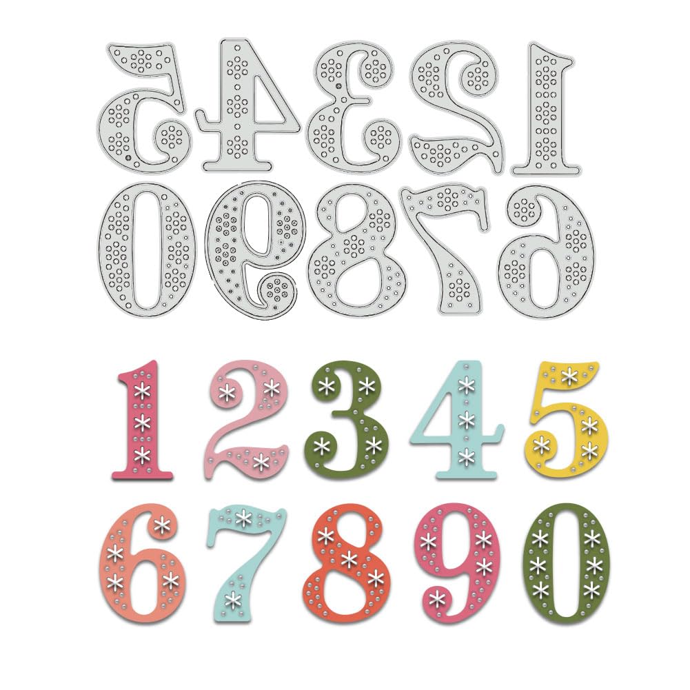 BENECREAT Threading Numbers 0~9 Cutting Dies Stencils, Carbon Steel Die Cuts DIY Craft Embossing Template for Card Making Photo Decorative Paper Scrapbooking, 0.8mm Thick