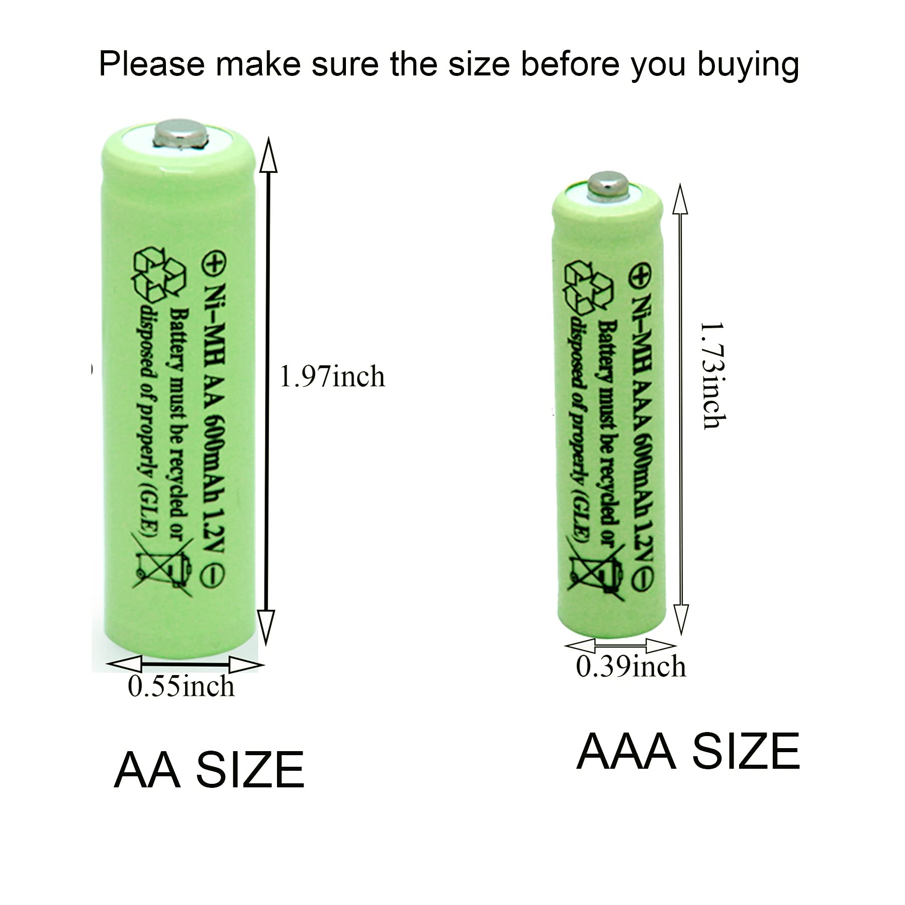 Solar Light Batteries AAA Triple A NIMH 600mAh 1.2V Rechargeable for Garden Lights Remotes Mice(8Pcs)