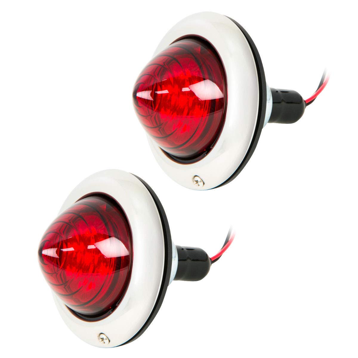 LED Stainless Steel Taillights w/ License Plate Light Hot Rod Rat Rod