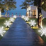 WSTECHCO LED Pathway Lights Outdoor Christmas Decorations 2 Piece Snowflake Flash Lights Walkway Lights,Waterproof 3D White Snow Landscape Lighting for Yard,Patio, Lawn,Garden Decor