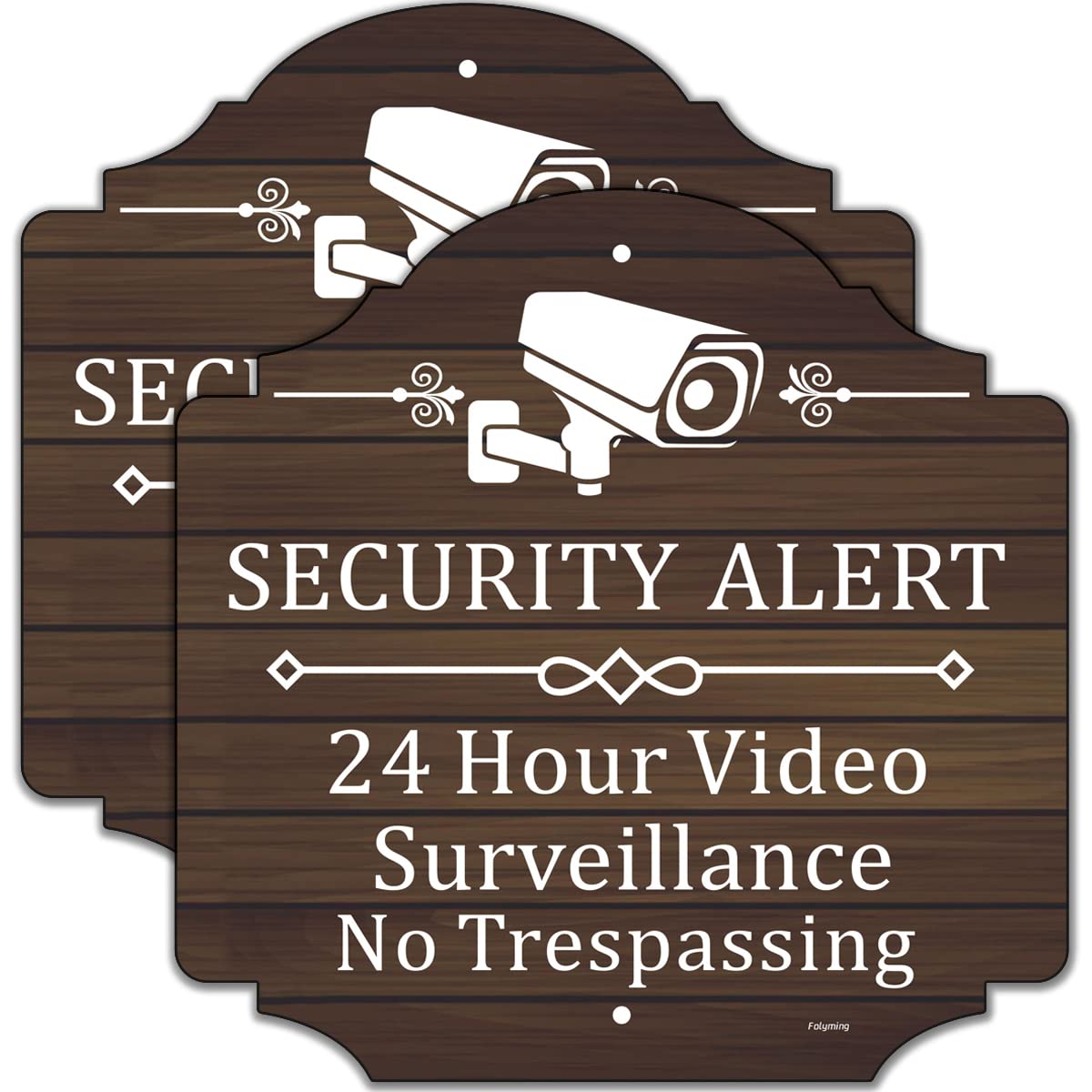 2 Pack Security Alert 24 Hour Video Surveillance Signs No Trespassing Signs 12 x 12 Inches CCTV Camera Warning Safety Signs Metal Reflective Sturdy Rust Aluminum Resistant Waterproof Easy to Install