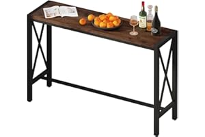 BON AUGURE Bar Table, 55" Counter Height Table, Narrow Tall Behind Couch Sofa Table, High Top Wood Long Pub Console Tables for Home, Living Room (Rustic Oak, 36.6" H)