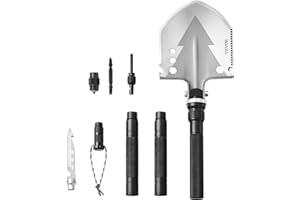 VEVOR Survival Shovel, 11 in 1 Camping Shovel Folding Multitool Kit, Portable and Compact, Stainless Steel, Multifunction for