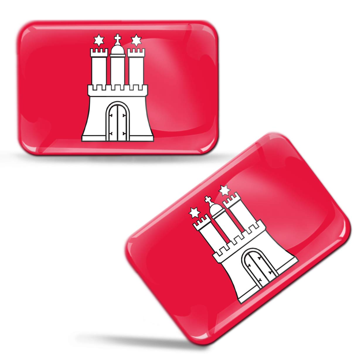 Biomar Labs® 2 x 3D Domed Silicone Stickers Decals Hamburg Gertmany State Flag Car Motorcycle Helmet F 97