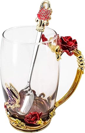 Regali Di Natale Moglie.Huisheng Smalti Tazza Fiori Farfalla Tazze Caffe Vetro Cucchiaio Regali Di Natale Originale Per Donna Moglie Mamma Lei Nonna Ragazza Amiche Ragazza Idee Regalo Anniversario Compleanno Rosso Amazon It Casa E Cucina
