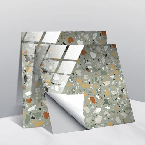 mefound 40pcs Tile Stickers, Kitchen Bathroom Marble Wall Tile Stickers Peel and Stick on Tile Transfers Covers Decals Self Adhesive Vinyl Waterproof (15cm x 15cm, 6x6 inches)