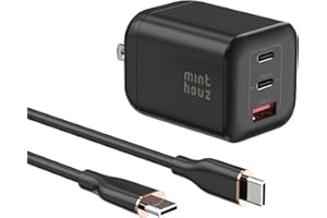 Minthouz USB C Fast Charging Charger, 67W Dual-Port GaN Nano Charger with Foldable Plug for iPhone 16/15 Series, iPad, Galaxy S24 Ultra and More Series, Wihte