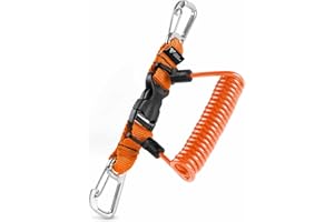 Rogue Endeavor® Heavy Duty Dive & Fishing Lanyard Snappy Coil, 3.25" Stainless Clips, Quick Release Buckle, 36" Steel Core Lanyard, Perfect for Cameras/Lights/Tools/Rods/Paddles