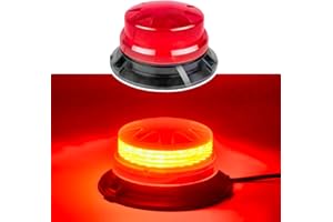 AUXMOTEC Red Led Emergency Strobe Beacon Lights with Magnetic Mount and 8 Flash Models Warning Safety Flashing Rooftop Signal Lamp for Firefighters Police Construction Vehicle Tractor Truck (24-LED 12V-24V)