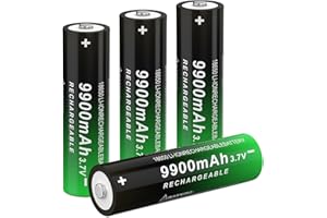 CPZZ 18650 Rechargeable Battery 9900mah 3.7v Batteries Rechargeable 18650 Button Top for flashlights and headlamps etc (4Pack 1010L)