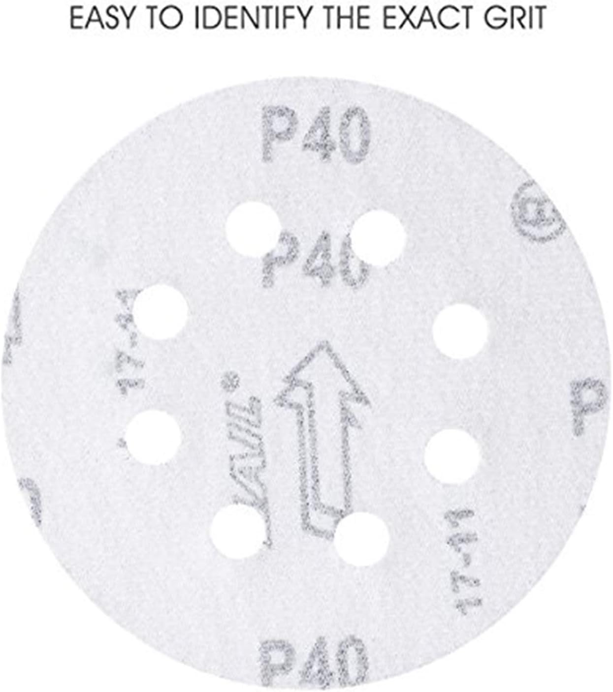5-Inch 8-Hole Hook and Loop Sanding Discs, 40/80/120/240/320/600/800 Assorted Grits Sandpaper - Pack of 70 - - 