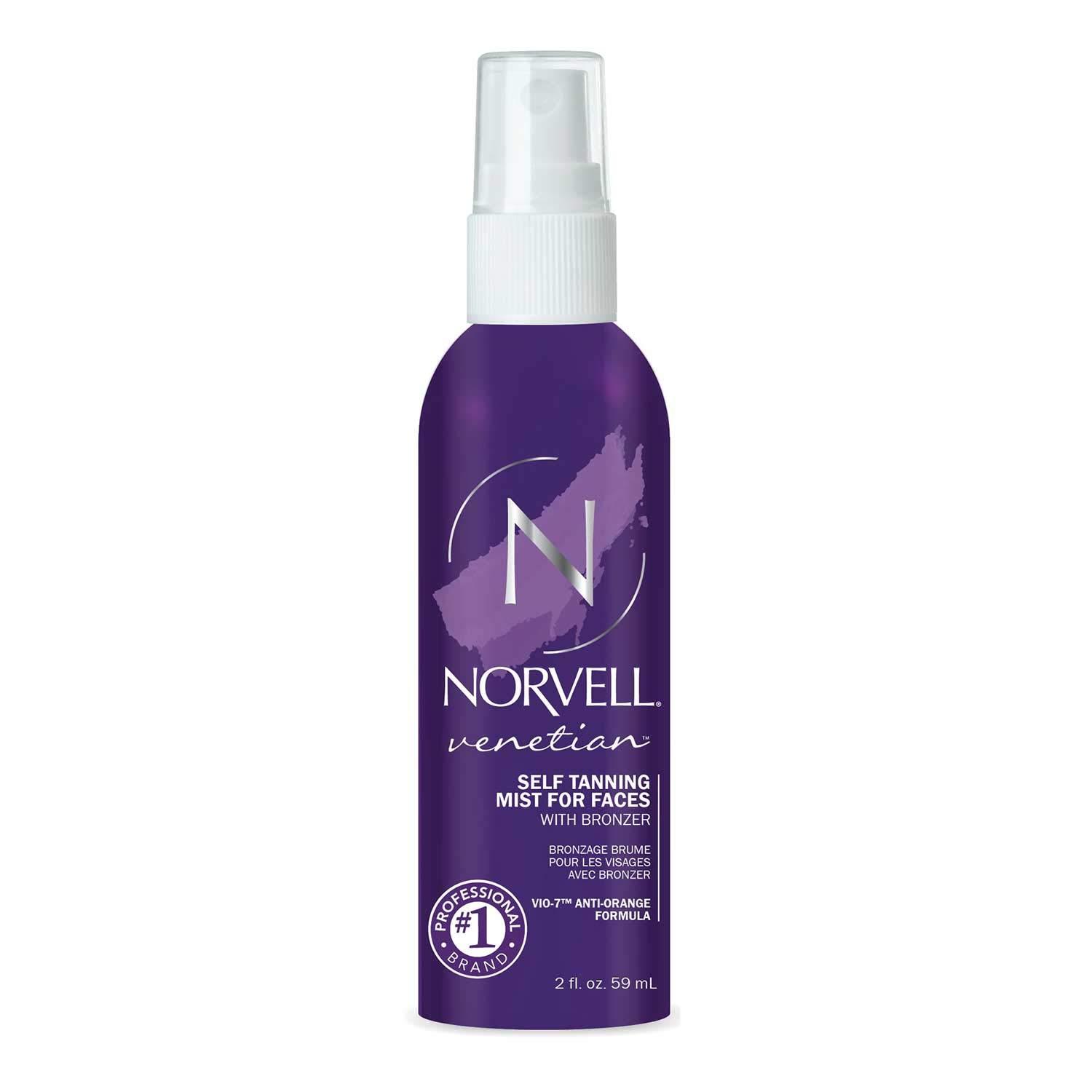 Norvell Venetian Sunless Self Tanning Mist for Face - Non Comedogenic Facial Bronzing Tanner Spray for Natural Sun-Kissed Glow, 2 fl.oz. (NEW PACKAGING)