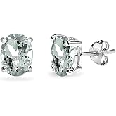 Sterling Silver 6x4mm Oval Small Prong-set Aquamarine Stud Earrings for Women