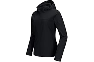 CAMEL CROWN Womens Fleece Lined Softshell Jacket Hooded Waterproof Windproof Lightweight Insulated Winbreaker Hiking Camping