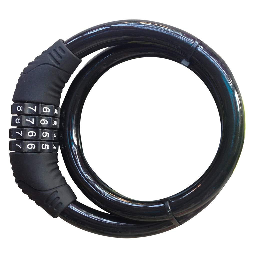 Bike Lock Cable, 4 Digit Resettable Combination Security Cable Lock Self Coiling Cable Lock Bike Bicycle Lock Without Mounting Bracket 2 Feet x 1/2 Inch Black.