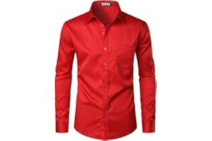 ZEROYAA Men's Urban Stylish Casual Business Slim Fit Long Sleeve Button Up Dress Shirt with Pocket
