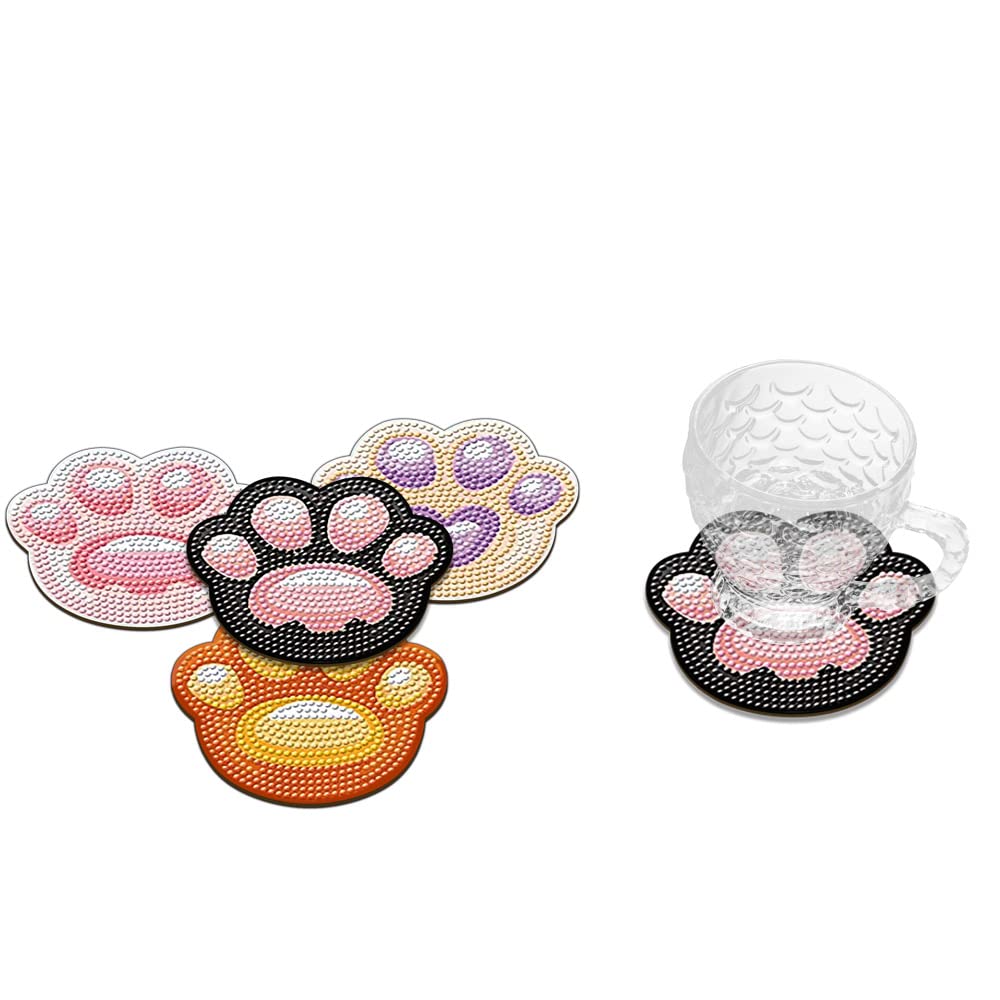 MingSH 4 Pcs Diamond Paintings Coasters, DIY Coasters Small Diamond Painting Kits for Beginners, Adults & Kids Diamond Art Craft Supplies Christmas Home Decor(Without Iron Holder)