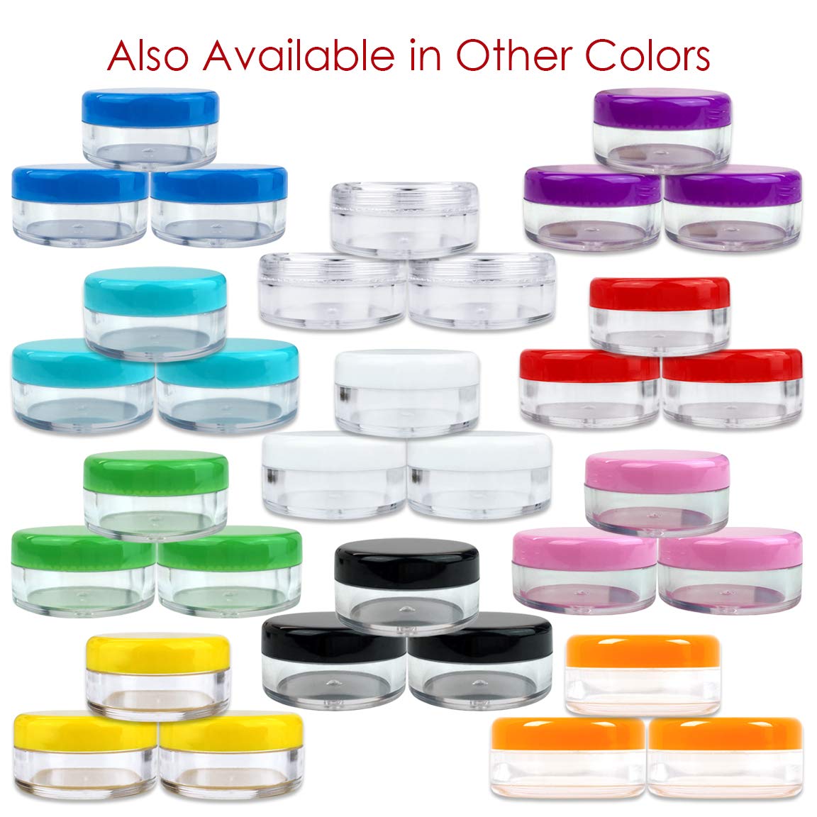 50 New Empty 5 Grams Acrylic Clear Round Jars - BPA Free Containers for Cosmetic, Lotion, Cream, Makeup, Bead, Eye shadow, Rhinestone, Samples, Pot, 5g/5ml (Clear Lid (50 Jars) : Beauty