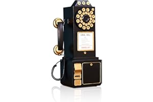 GUYIFUNY Antique Telephone -Rotary Dial Landline Phone Model Vintage Classic Phone Props 9.8''L x 6.3''W x 19.7''H Black Retro Wall Mounted Crafts Ornaments Cafe Bar Window Booth Decoration