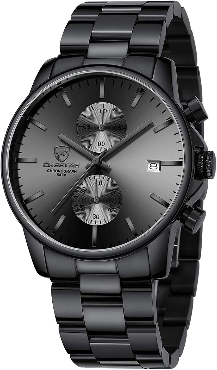 GOLDEN HOUR Men's Watches with Black Stainless Steel and Metal Casual