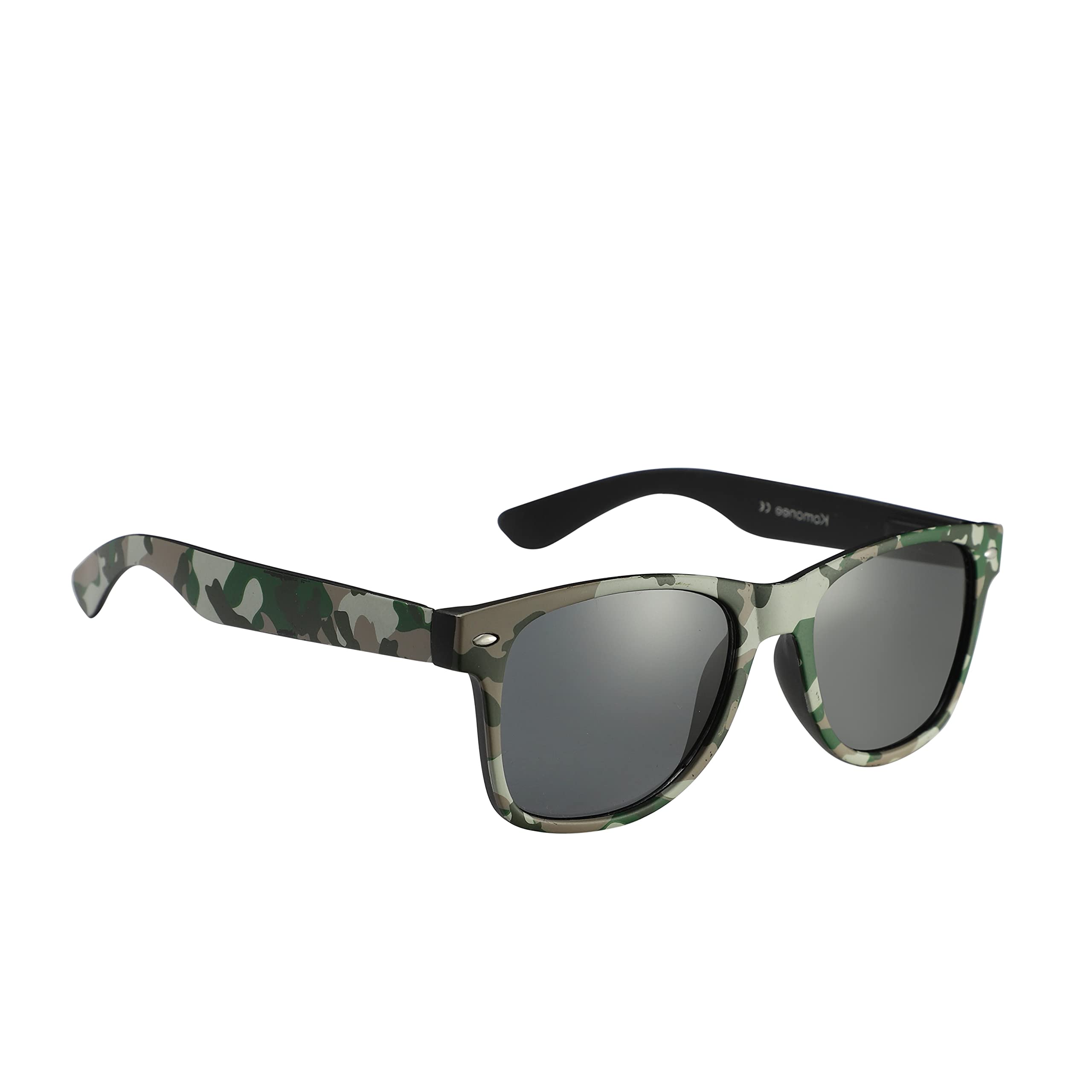 Komonee Drifter Camo Sunglasses Set With Zip Case and Cleaning Cloth Classic Style Retro Sun Shades UV400 Unisex For Men Women Golf Cycling Sports Fishing